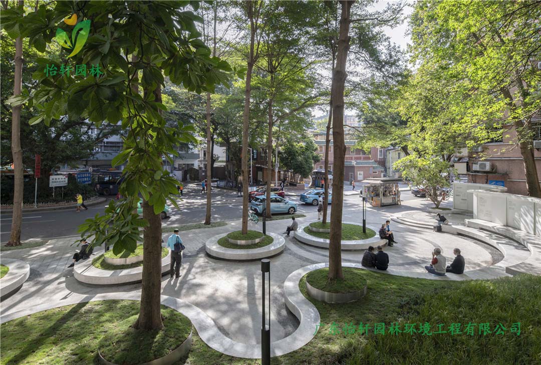 東山少爺南廣場(chǎng)社區(qū)公園綠化工程實(shí)景圖