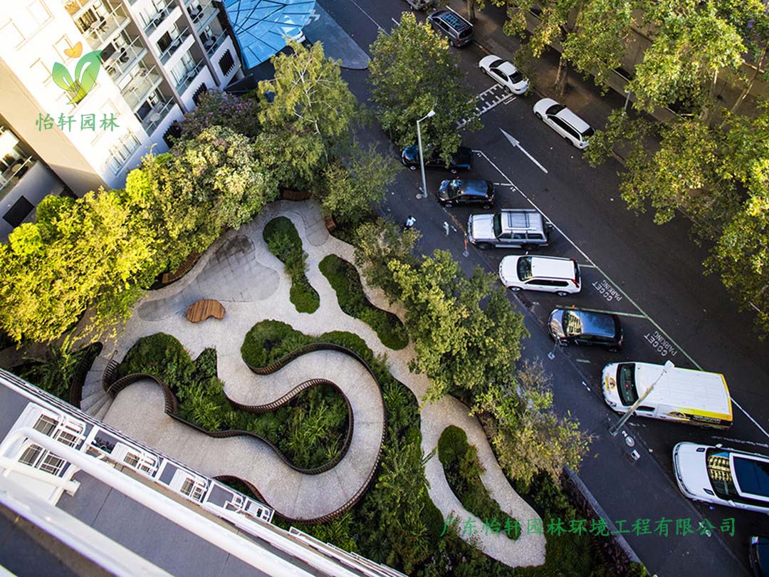天河智慧城商業(yè)街小花園綠化工程實景圖