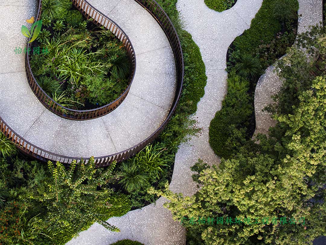 天河智慧城商業(yè)街小花園綠化工程實景圖